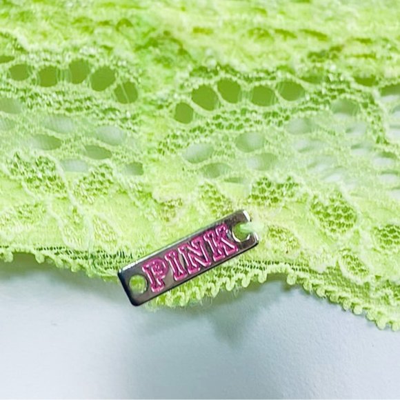 PINK by VICTORIA SECRET "The Date" Lime Green Yellow Lace Bra - Picture 15 of 16